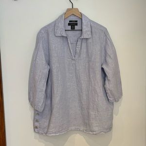 Tahiti Linen V Neck top blue
